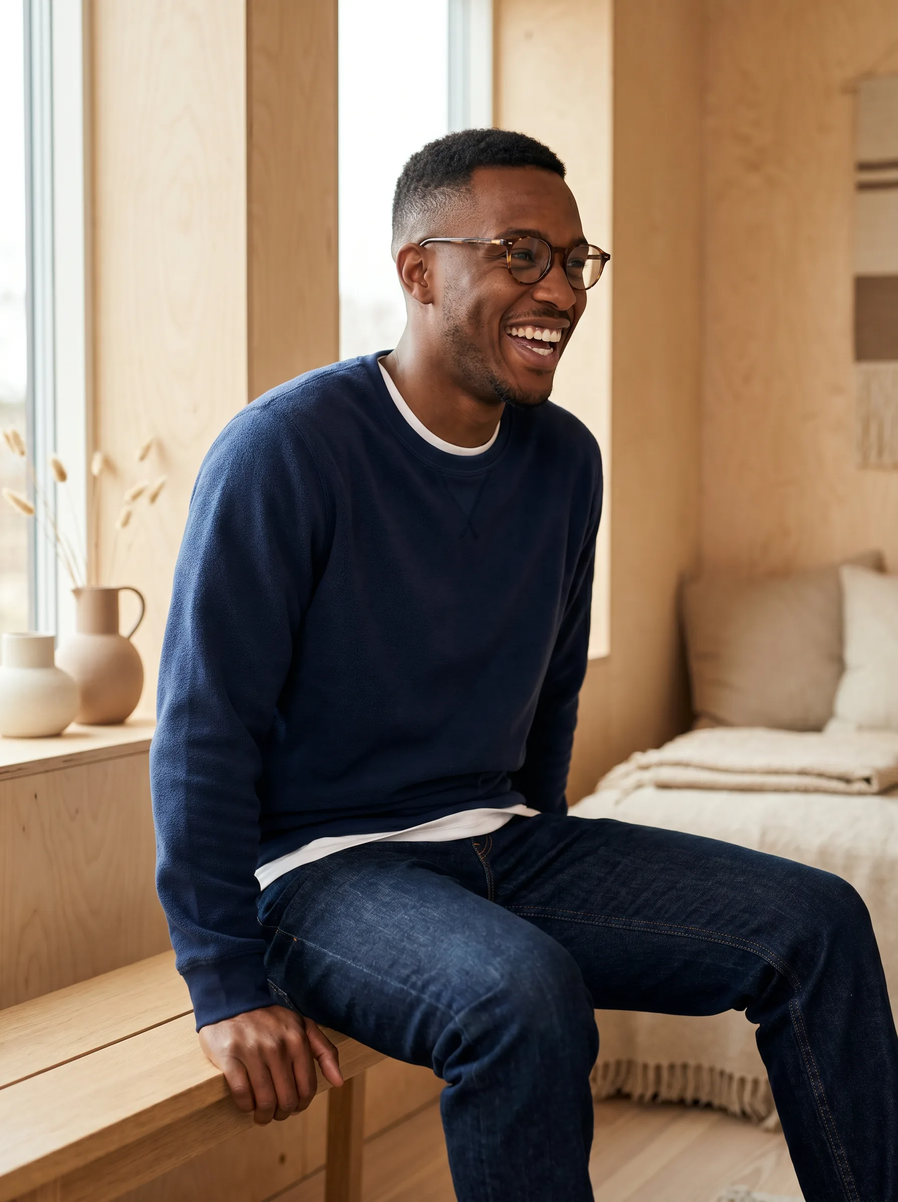 A man relaxed at home, at ease