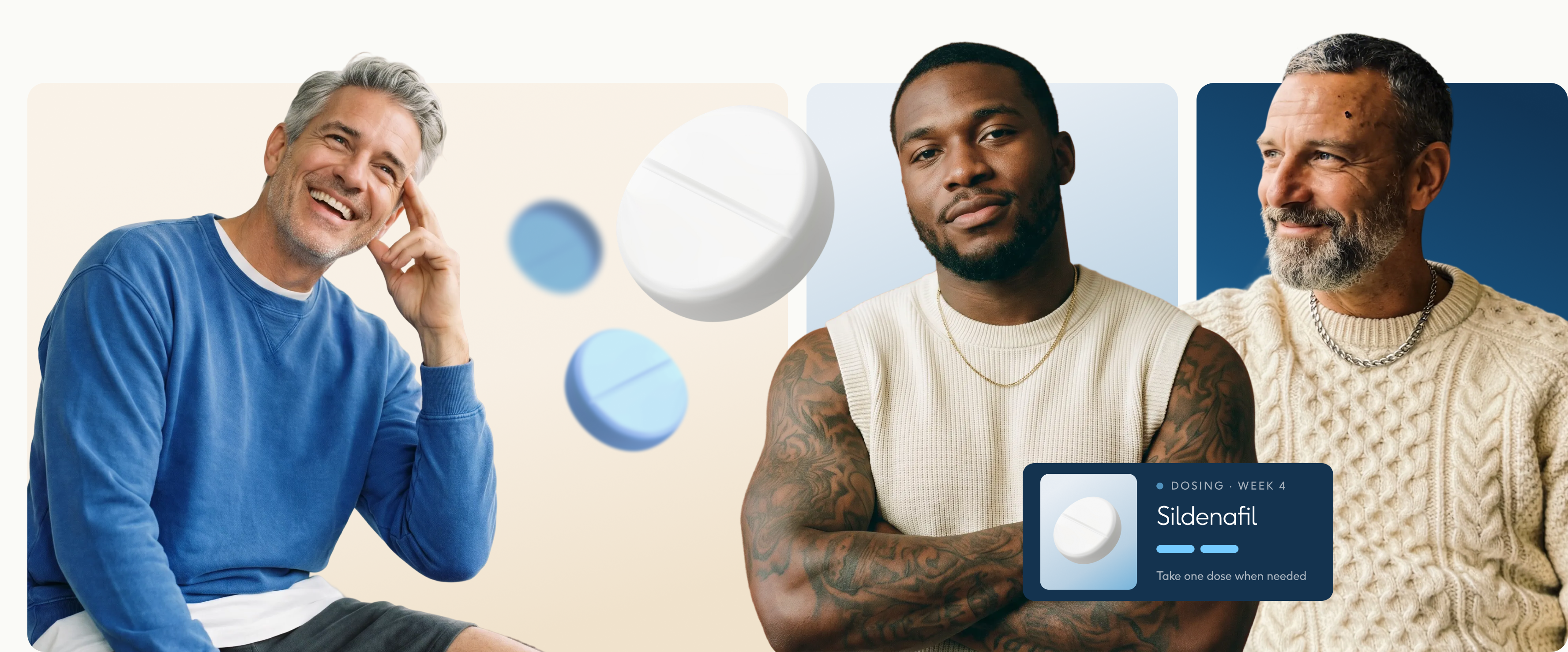 A man relaxed and confident, with discreet sexual-health treatment options