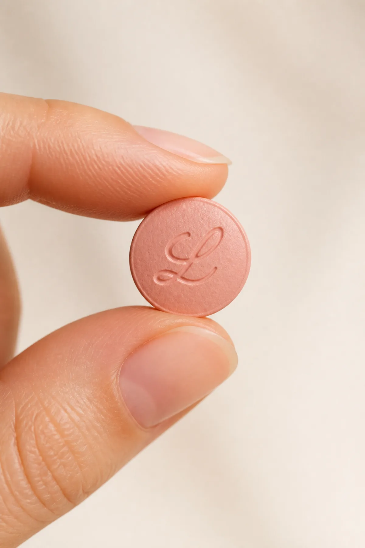 A hand holding the once-daily Foundayo tablet