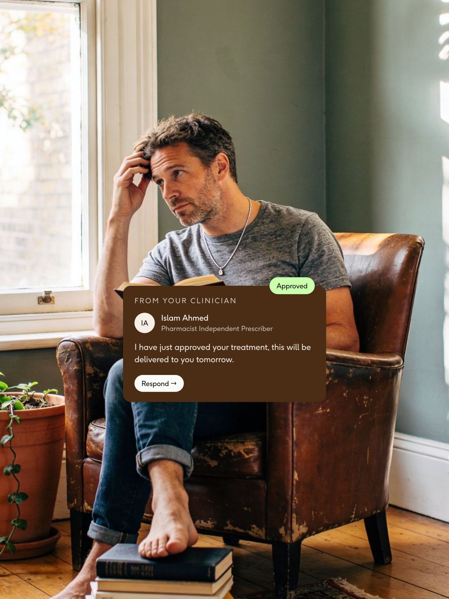 A man at home, at ease